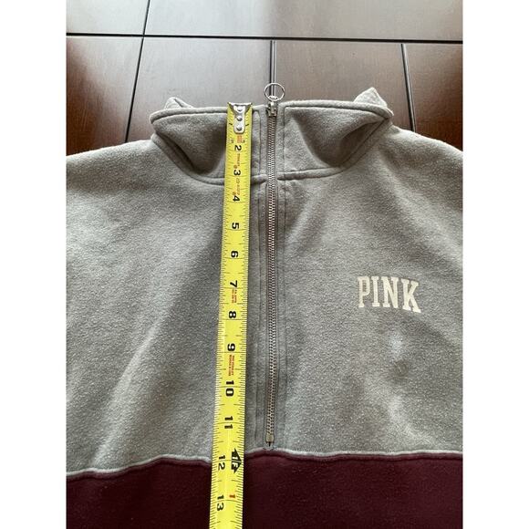 Pink Victoria's Secret Women Sweatshirt Medium Spell out M 1/4 Zip Mock Neck VS - Picture 6 of 10